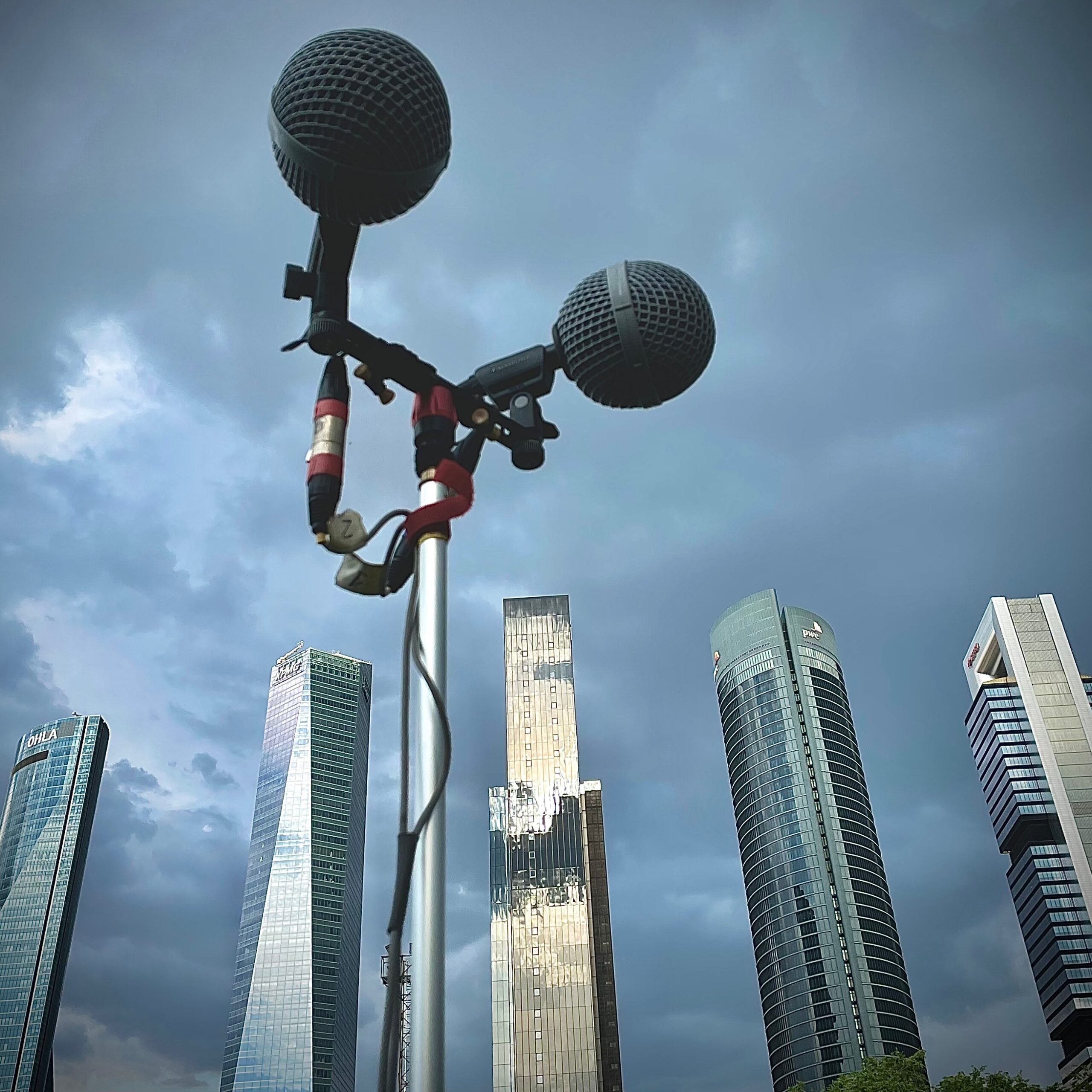 Damasonico stereo pair mics on set,